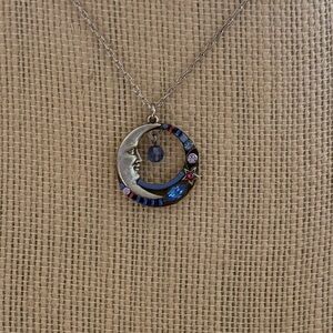 NEW! Firefly Multi Color Swarovski Crystals Half Moon Necklace LuzLuna Imports